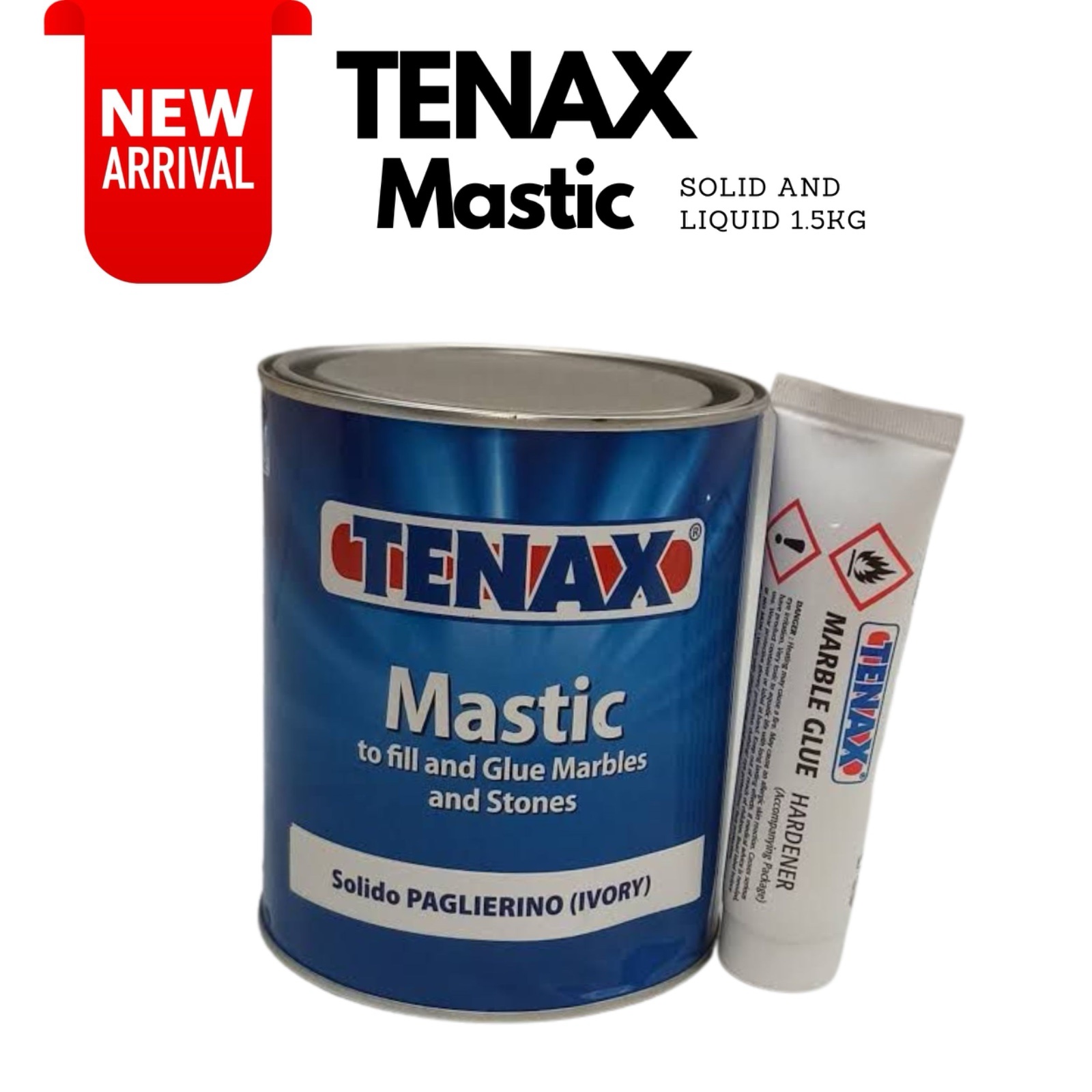 TENAX Mastic glue & harderner tube 1.5 kg ( Solid white ) 1 set.